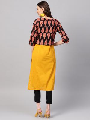 solid straight kurta with paisley jacket - 16546558 - Standard Image - 4
