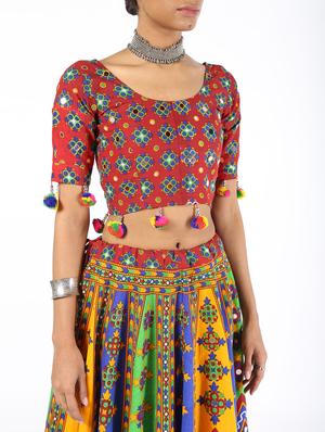 multi colored cotton flared lehenga - 16547268 - Standard Image - 4