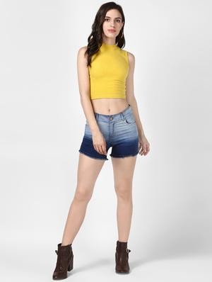 frayed hem ombre denim shorts - 16547640 - Standard Image - 4