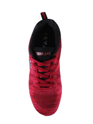 red fabric lace-up sports shoes - 16549283 - Standard Image - 4