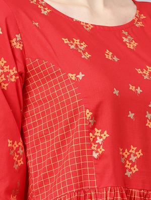 round neck gathered a-line dress - 16549654 - Standard Image - 4