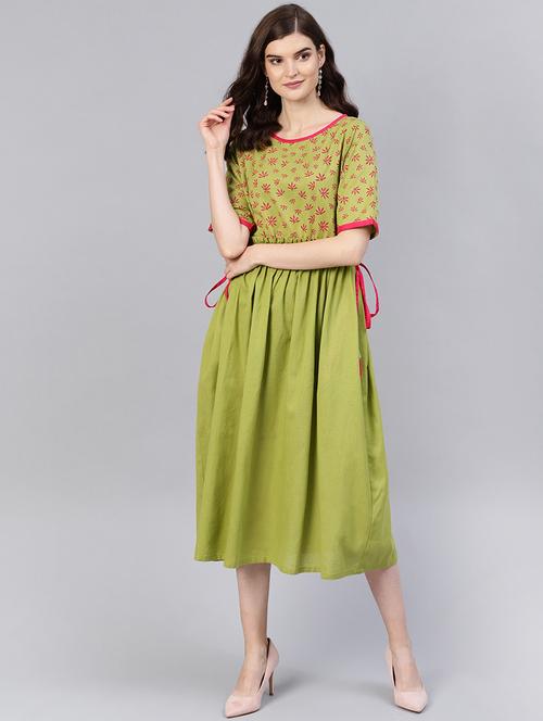 tie knot detail a-line dress - 16549655 - Standard Image - 1