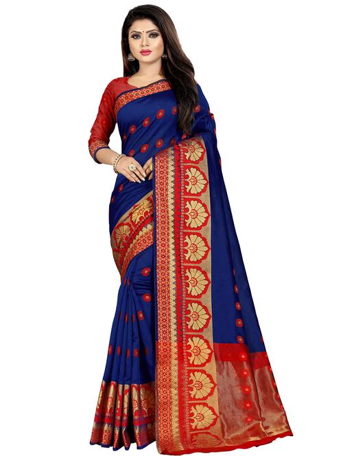 floral kanjivaram saree with blouse - 16549883 - Standard Image - 1