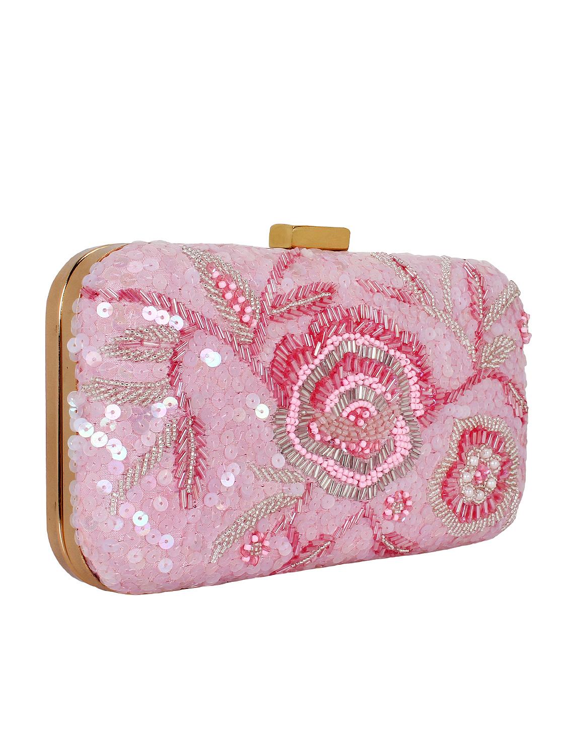 pink faux silk structured clutch - 16550297 - Zoom Image - 4