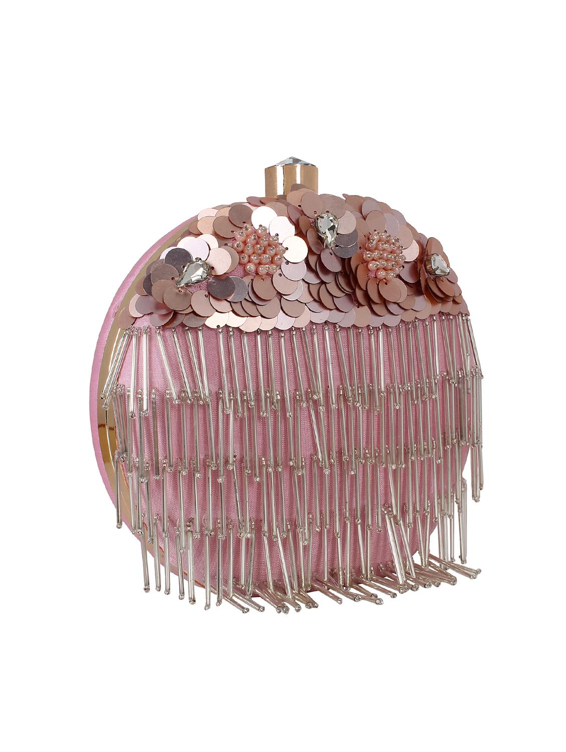pink faux silk structured clutch - 16550299 - Zoom Image - 4