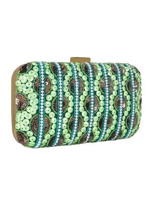 green faux silk structured clutch - 16550304 - Standard Image - 4