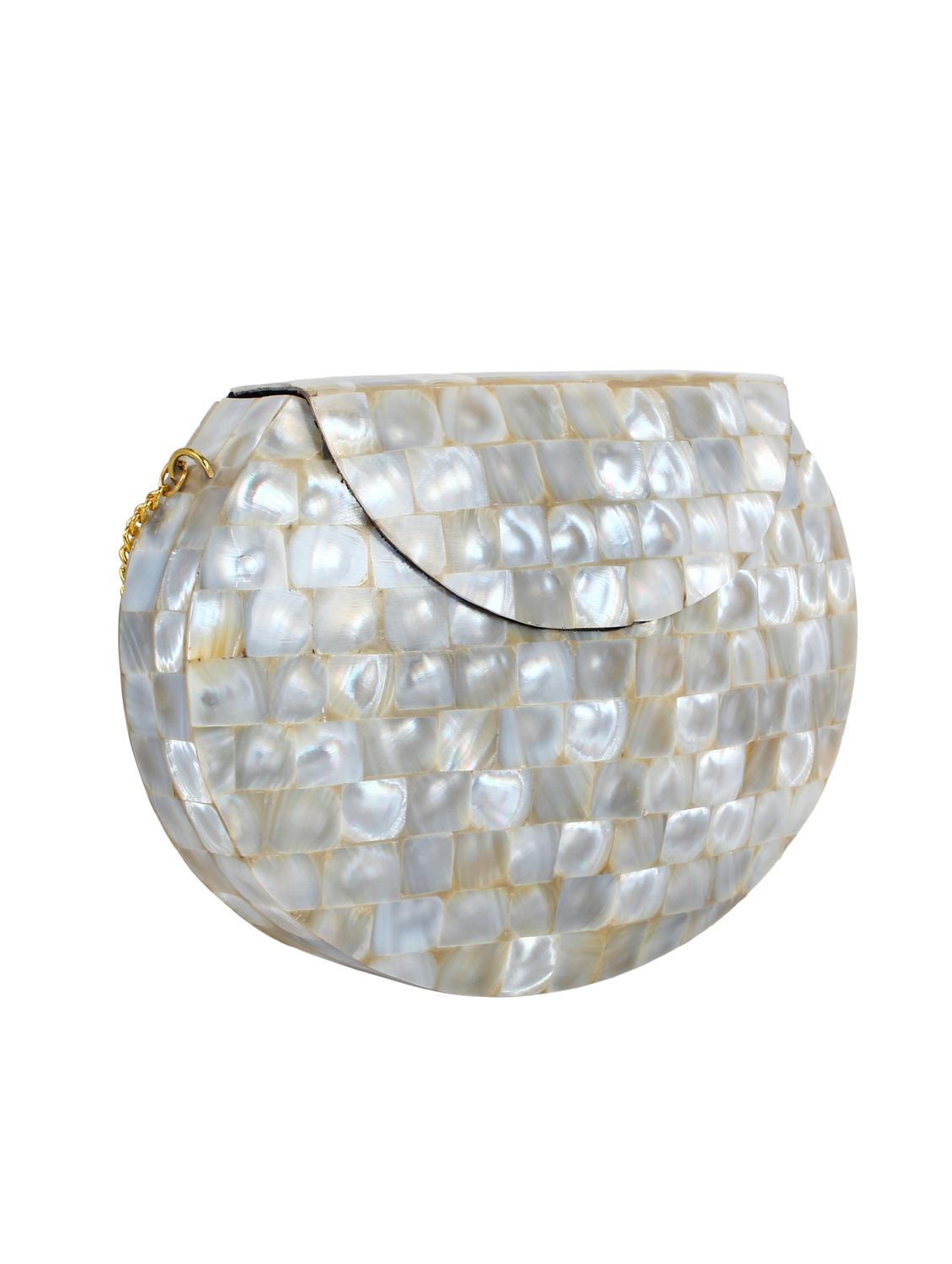 white metal structured clutch - 16550309 - Zoom Image - 4