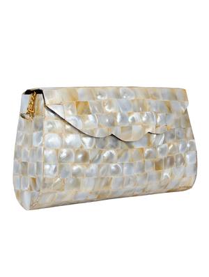 white metal structured clutch - 16550311 - Standard Image - 4