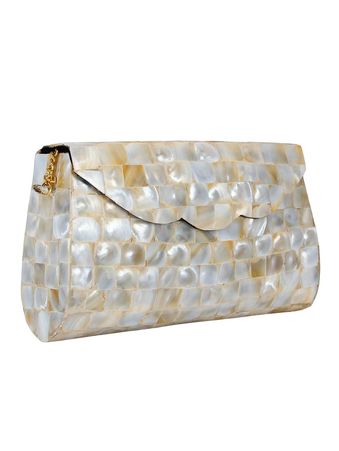 white metal structured clutch - 16550311 - Zoom Image - 4