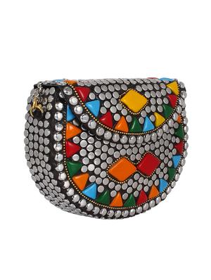 silver metal structured clutch - 16550315 - Standard Image - 4