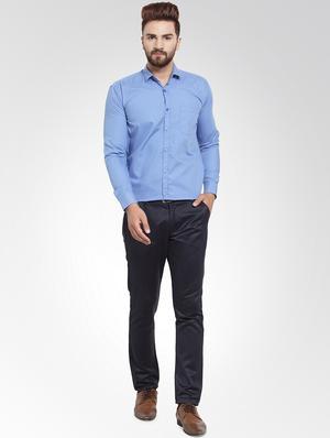 light blue solid formal shirt - 16550333 - Standard Image - 4