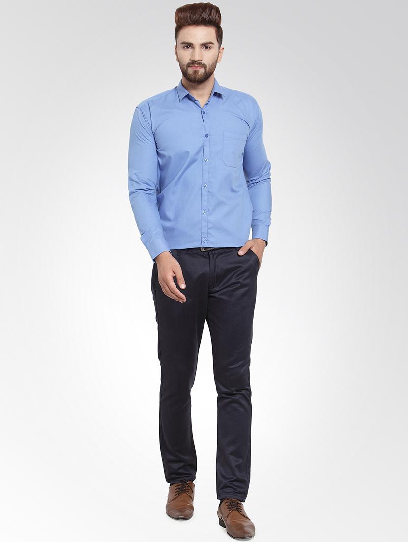 light blue solid formal shirt - 16550333 - Zoom Image - 4
