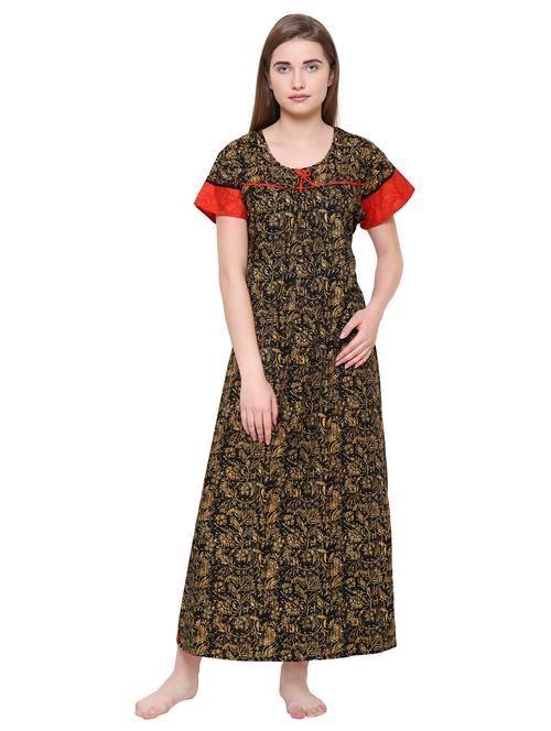 tie back printed nighty - 16550889 - Standard Image - 1