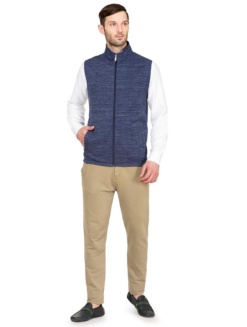 blue solid casual jacket - 16551643 - Zoom Image - 4