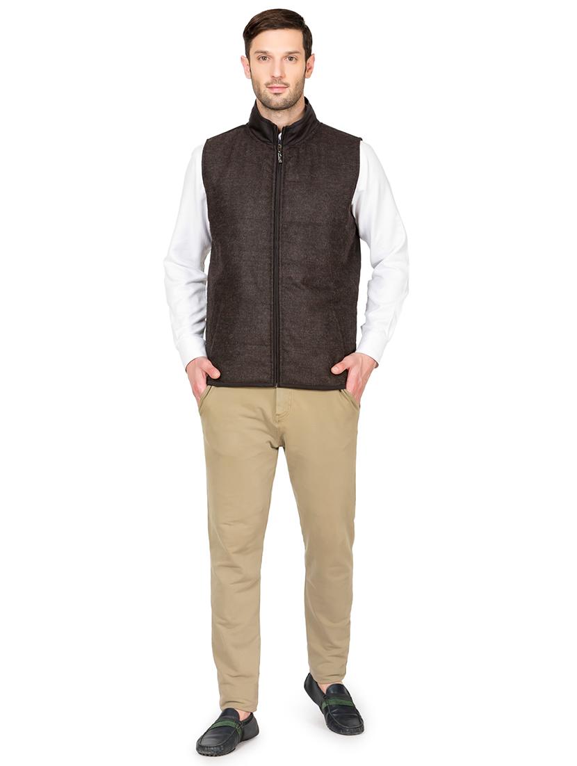 brown solid casual jacket - 16551656 - Zoom Image - 4