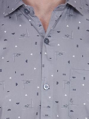 grey printed casual shirt - 16552078 - Standard Image - 4