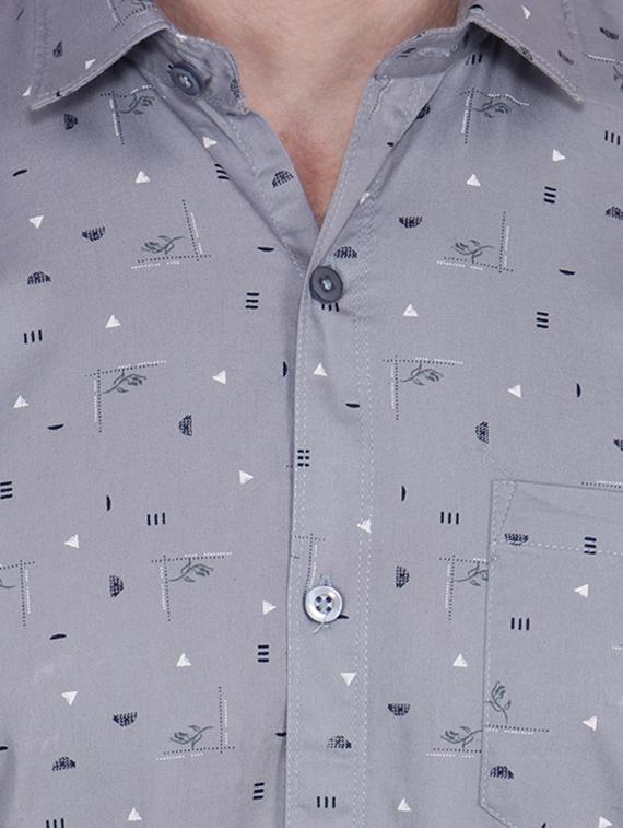 grey printed casual shirt - 16552078 - Zoom Image - 4