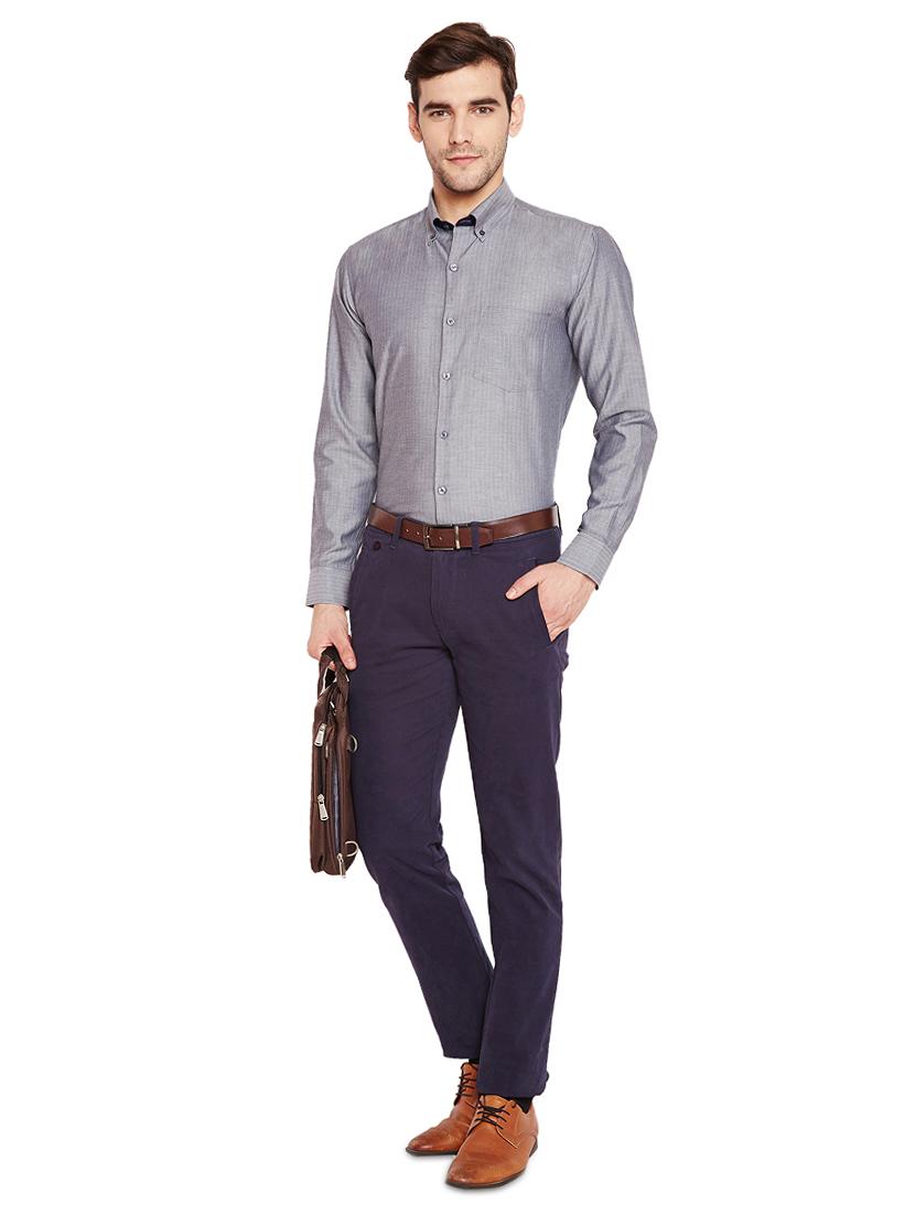 grey self design formal shirt - 16552804 - Zoom Image - 4