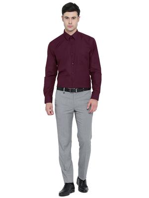 maroon solid formal shirt - 16552846 - Standard Image - 4