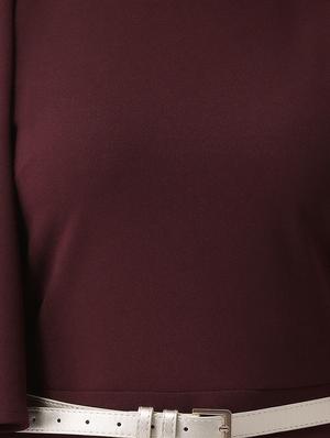 crew neck slit sleeved belted dress - 16552924 - Standard Image - 4