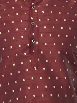 maroon printed kurta pyjama set - 16553525 - Standard Image - 4