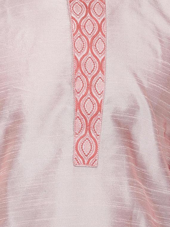 pink dupion dhoti kurta set with embroidered neckline - 16553546 - Zoom Image - 4
