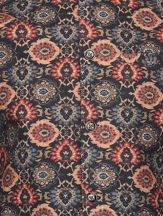 black solid dhoti kurta set with multi colored printed nehru jacket - 16553568 - Zoom Image - 4