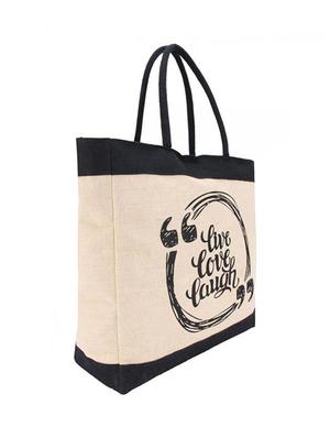 beige jute printed tote - 16554669 - Standard Image - 4