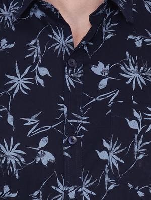 navy blue floral print casual shirt - 16554895 - Standard Image - 4