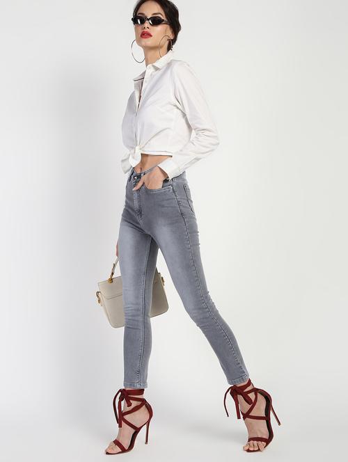 high rise stone washed jeans - 16554935 - Standard Image - 1