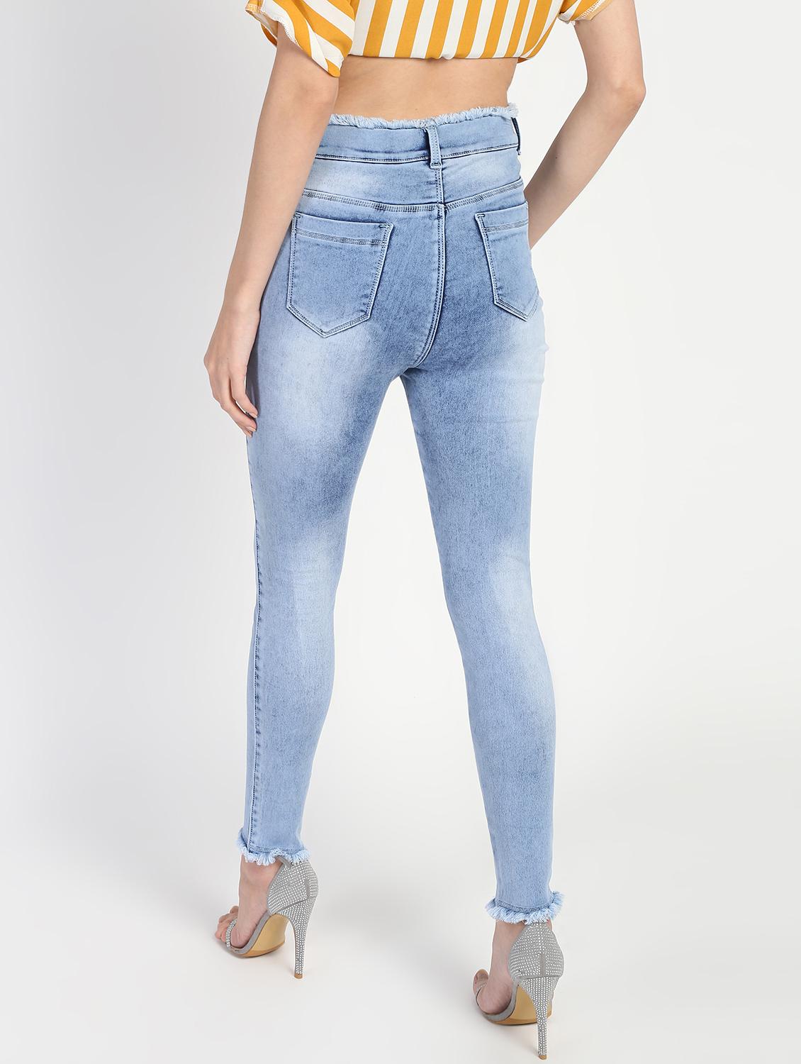 frayed hem stone washed jeans - 16554938 - Zoom Image - 4
