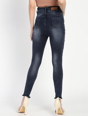 embellished detail frayed jeans - 16554955 - Standard Image - 4