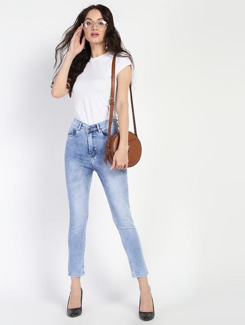 high rise stone washed jeans - 16554959 - Standard Image - 1