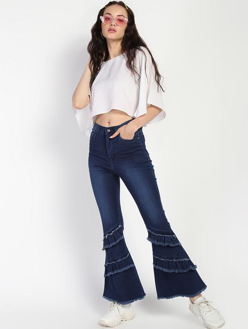 frayed detail boot cut jeans - 16554961 - Very Small Image - 1