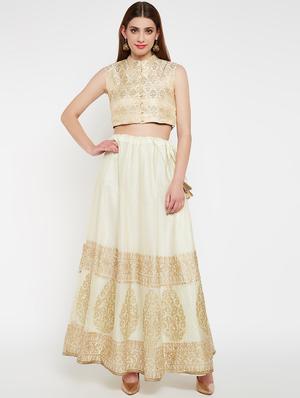 gold print a-line skirt - 16555072 - Standard Image - 4