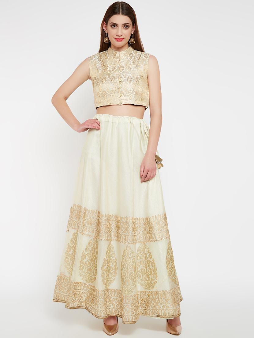 gold print a-line skirt - 16555072 - Zoom Image - 4