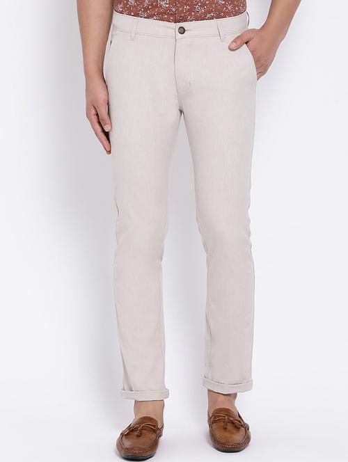 off white solid chinos - 16555998 - Standard Image - 1