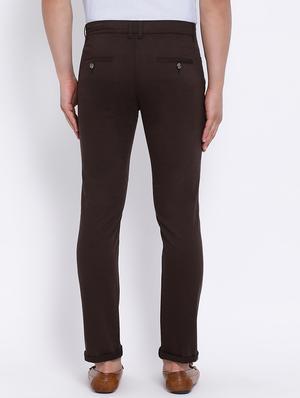 brown solid chinos - 16556004 - Standard Image - 4
