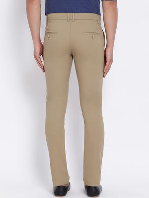 beige solid chinos - 16556006 - Standard Image - 4