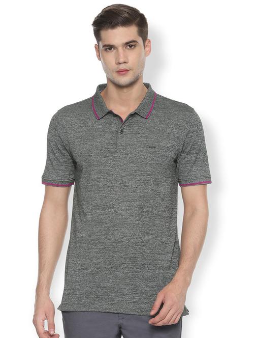 grey self design polo t-shirt - 16557996 - Very Small Image - 1