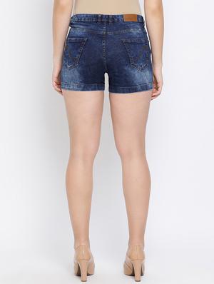 high rise stone washed denim shorts - 16558566 - Standard Image - 4