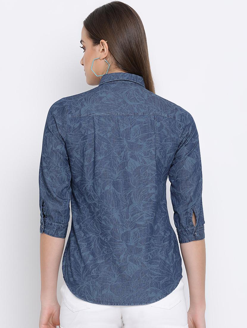 curved hem denim shirt - 16558600 - Zoom Image - 4