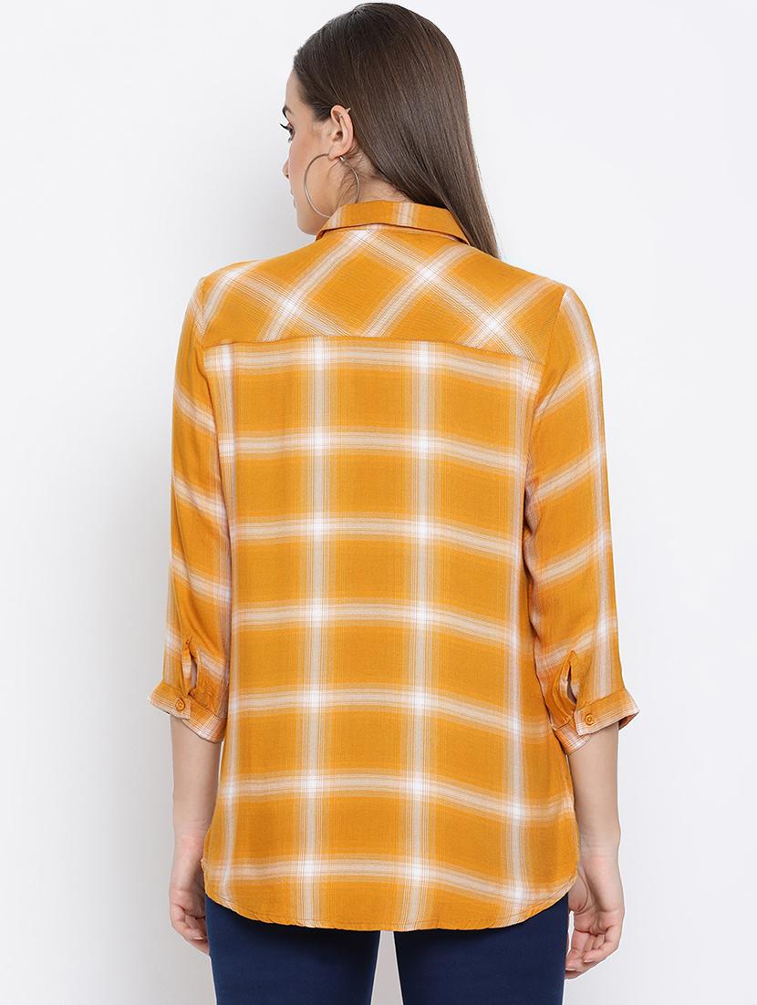 curved hem checkered shirt - 16558614 - Zoom Image - 4