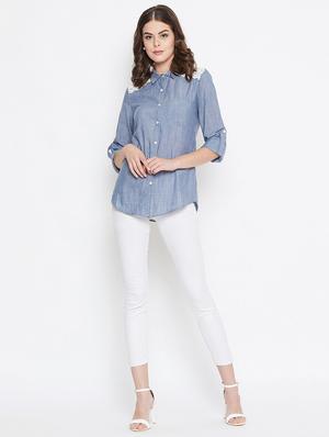 lace detail button up shirt - 16559407 - Standard Image - 4