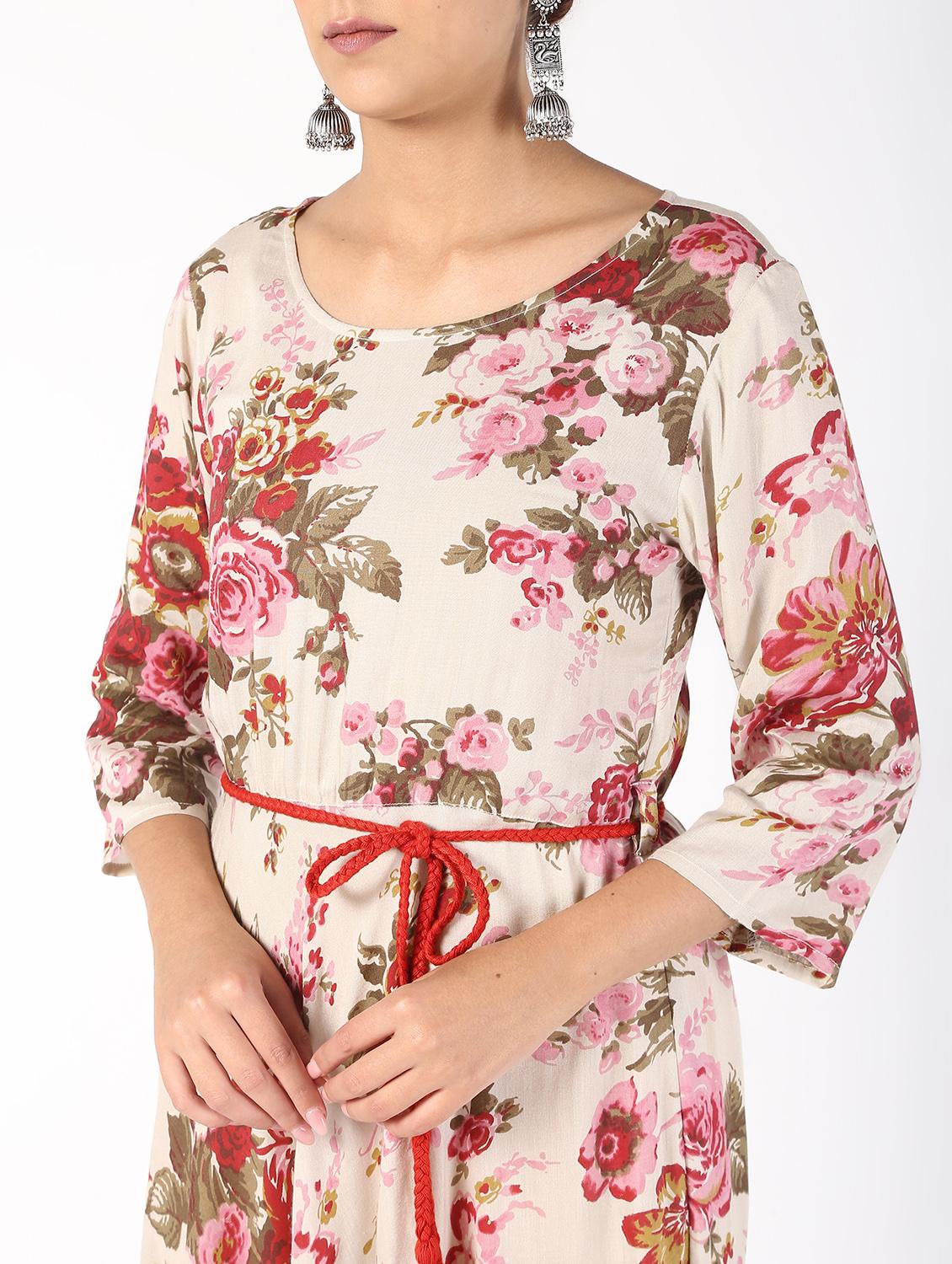 floral printed flared kurta - 16559648 - Zoom Image - 4