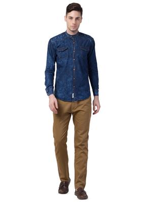 blue faded denim casual shirt - 16562048 - Standard Image - 4