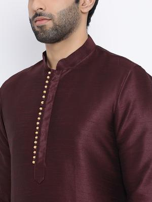 brown dupion kurta pyjama set - 16562109 - Standard Image - 4