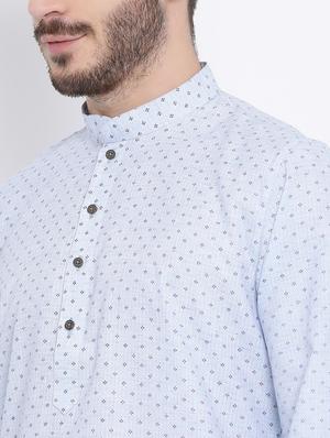 blue printed kurta pyjama set - 16562176 - Standard Image - 4