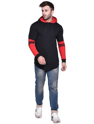 black color block hooded t-shirt - 16562362 - Standard Image - 4