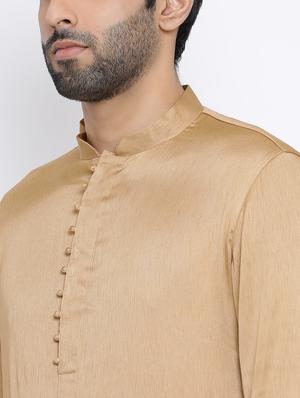 beige dupion long kurta - 16562514 - Standard Image - 4